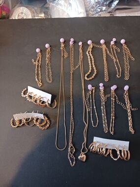 Gold-Tone Layered Necklace Set with Heart Pendant